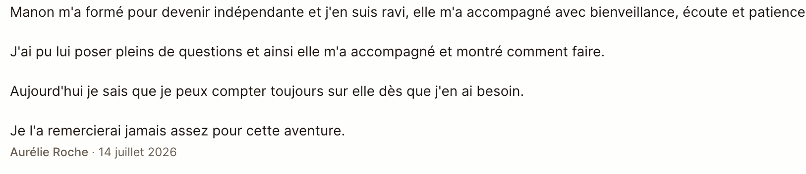 Capture originale du retour de Aurélie Roche