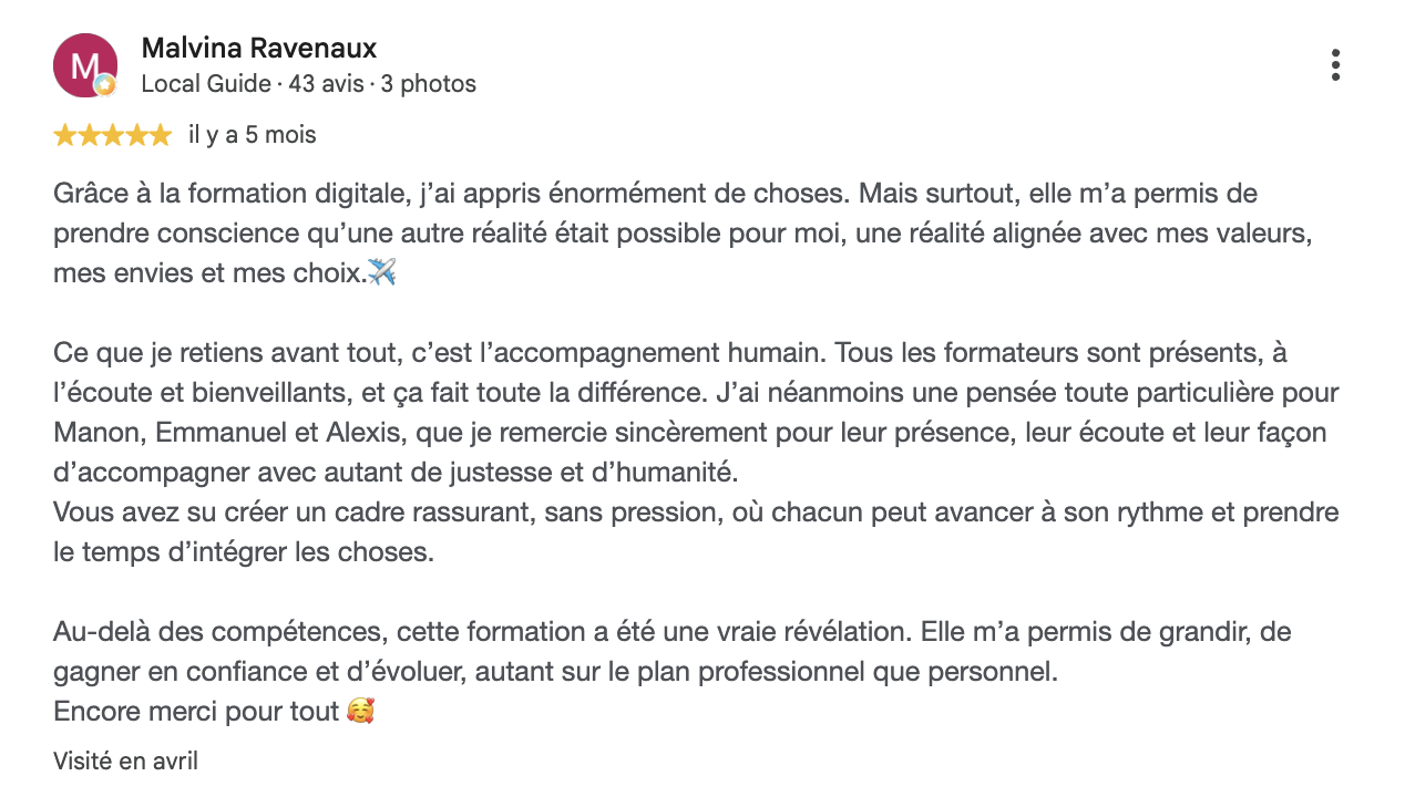 Capture originale du retour de Malvina Ravenaux